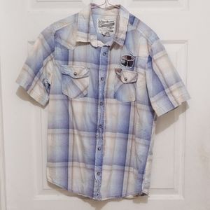 3/$15 Overdrive Clothing snap down short sleeve camp shirt for boys Sz Large